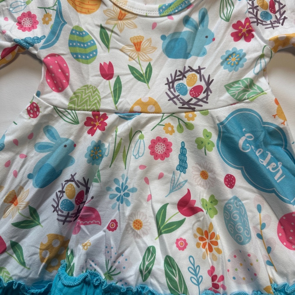 NWOT boutique silk twirl Easter dress with ruffles - Picture 2 of 3